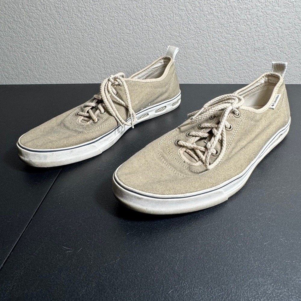 Columbia PFG Bahama Vent Mens 10.5 Tan Canvas Boat Shoes Sneakers Low Top Khaki - Picture 4 of 9